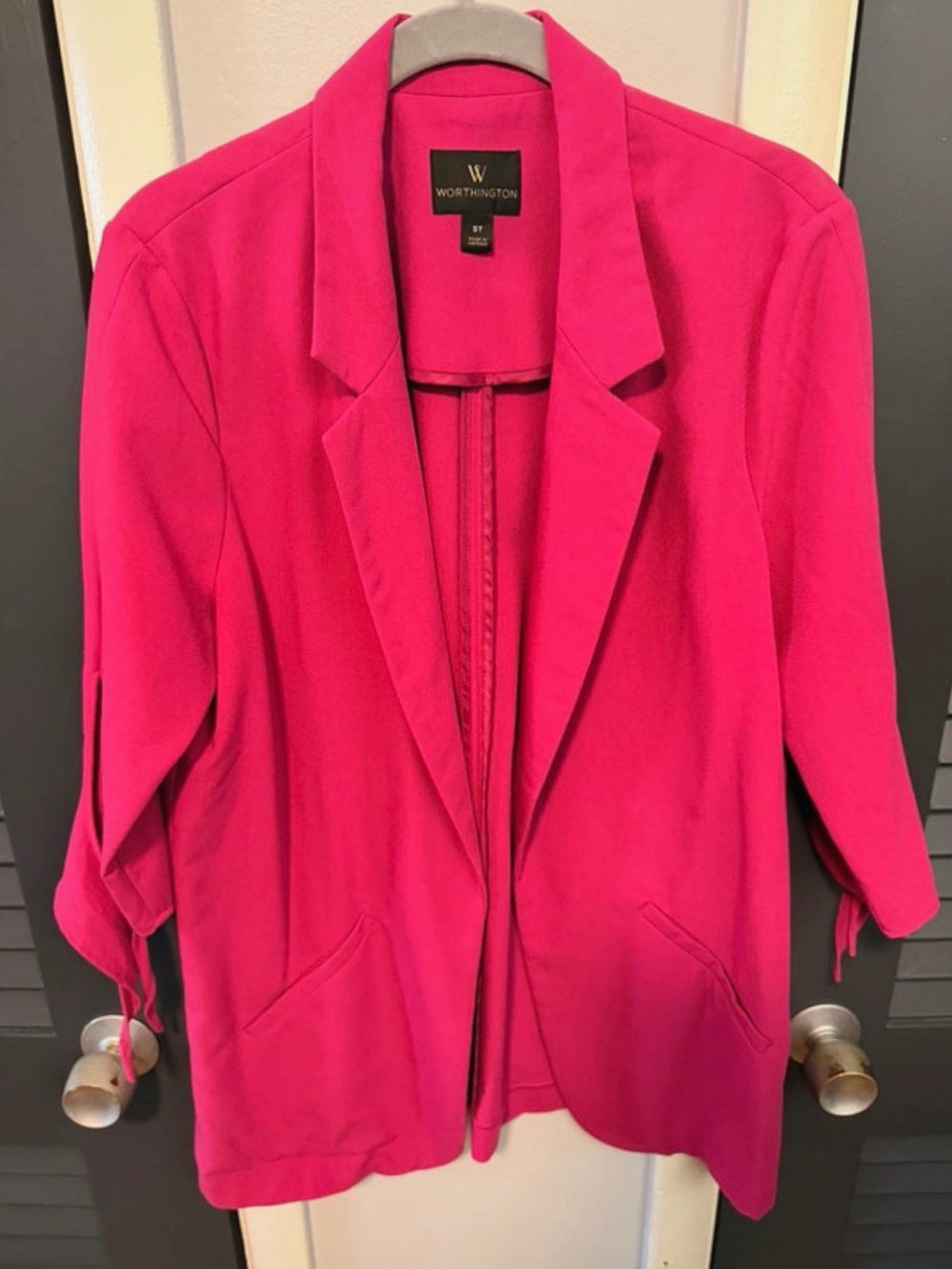 Worthington Women's Fuchsia Open-Front Blazer *Small Tall